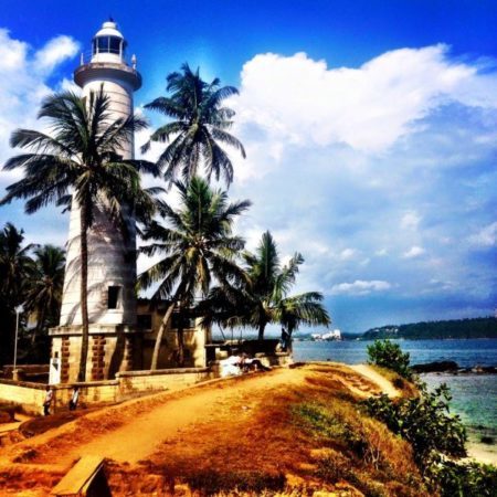 The lighthouse on the edge of Galle Fort Sri Lanka.